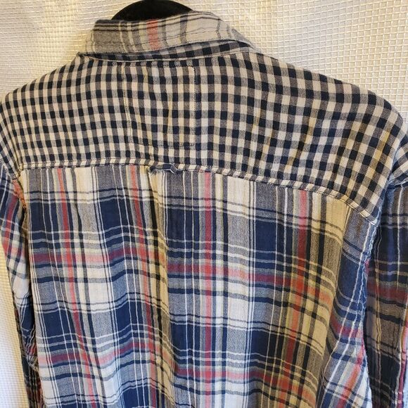 ANTHROPOLOGIE Kyla Seo Love Caite Handmade Mixed Plaid Shirt Top Sz XXL Boho - Picture 3 of 7